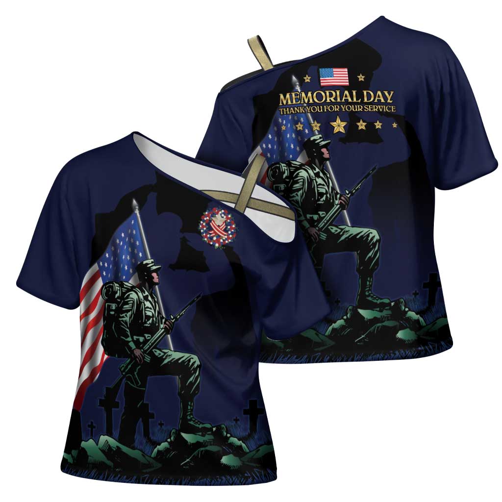 Memorial Day Veteran Remember and Honor Cross Shoulder Shirt