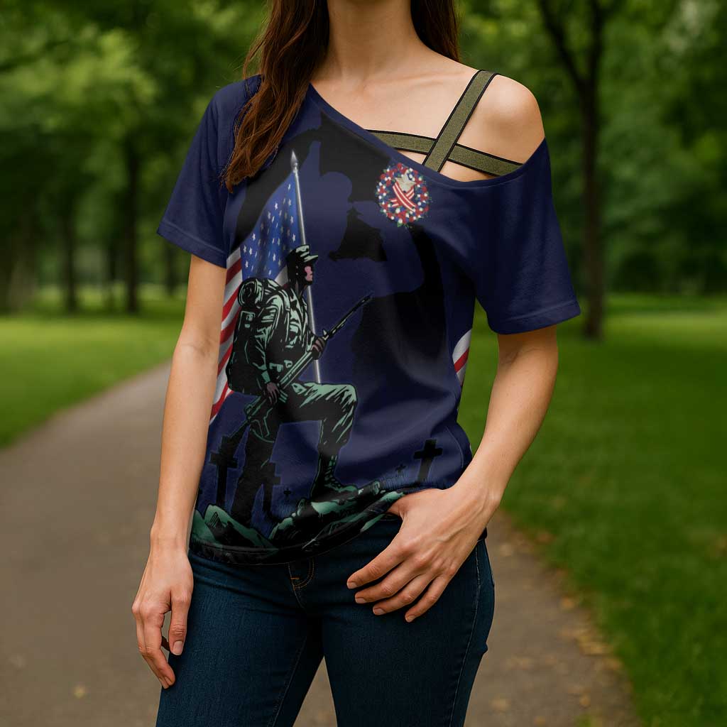 Memorial Day Veteran Remember and Honor Cross Shoulder Shirt