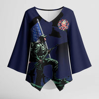 Memorial Day Veteran Remember and Honor Kimono Sleeve Blouse