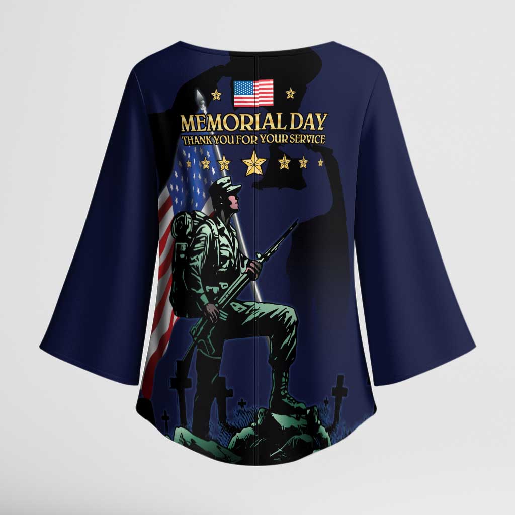 Memorial Day Veteran Remember and Honor Kimono Sleeve Blouse