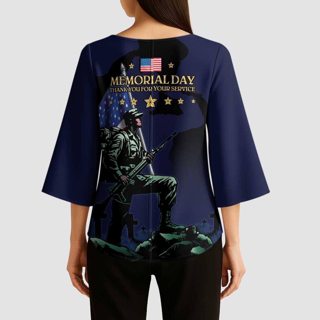 Memorial Day Veteran Remember and Honor Kimono Sleeve Blouse