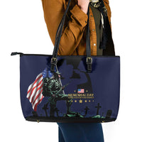 Memorial Day Veteran Remember and Honor Leather Tote Bag