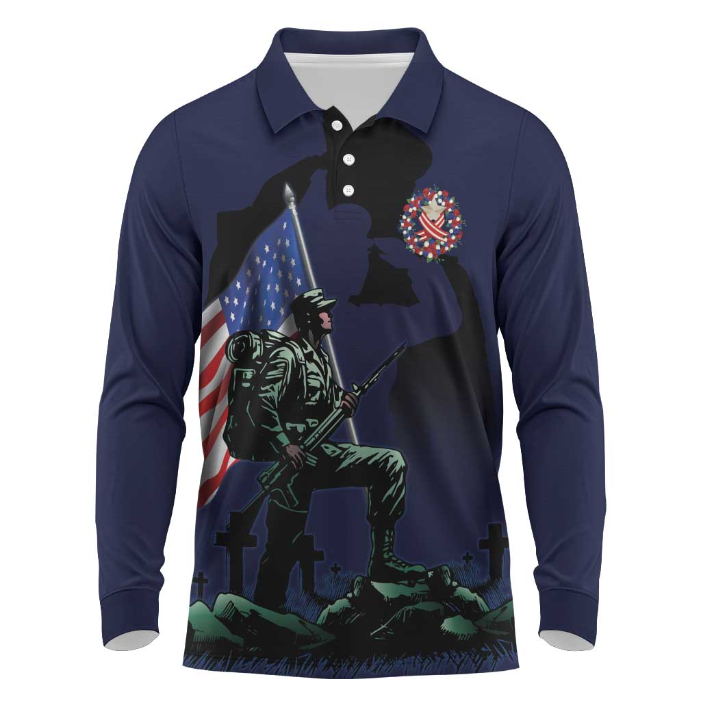 Memorial Day Veteran Remember and Honor Long Sleeve Polo Shirt