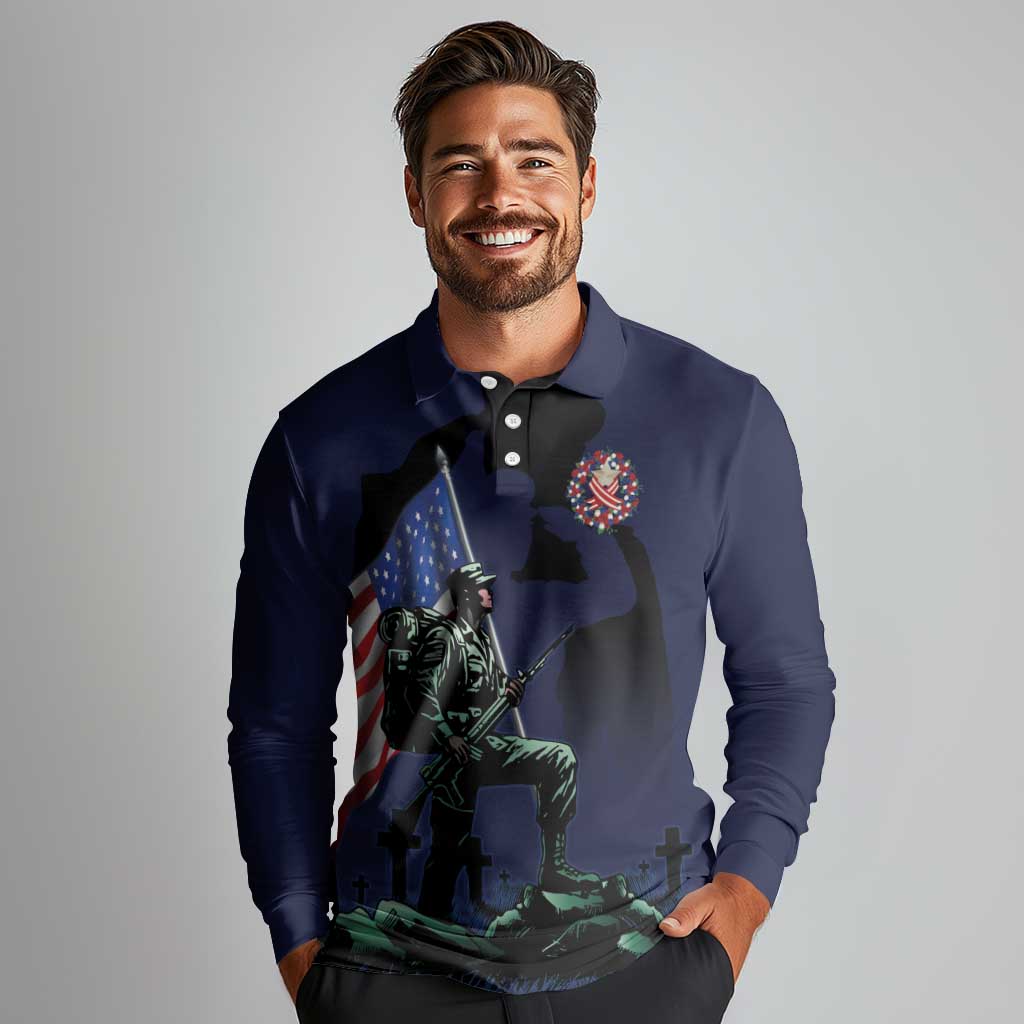 Memorial Day Veteran Remember and Honor Long Sleeve Polo Shirt