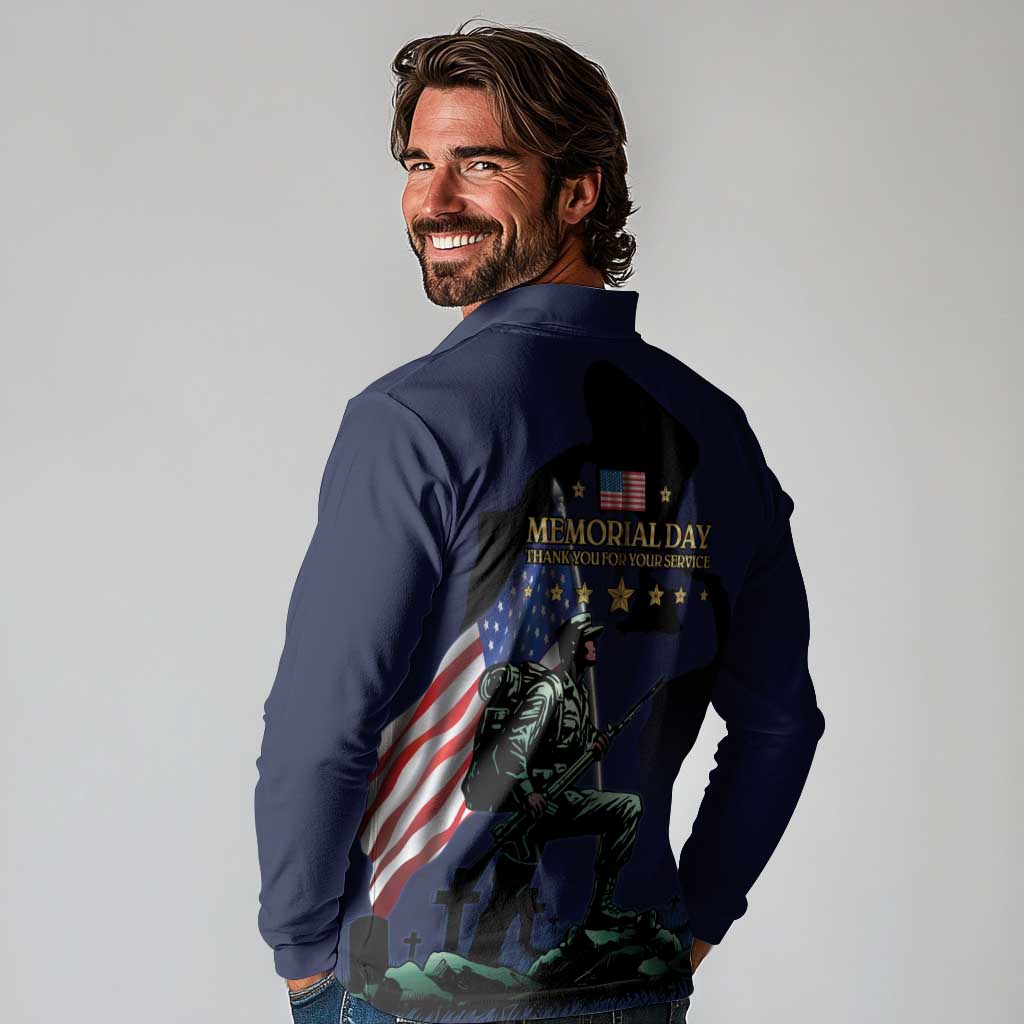 Memorial Day Veteran Remember and Honor Long Sleeve Polo Shirt