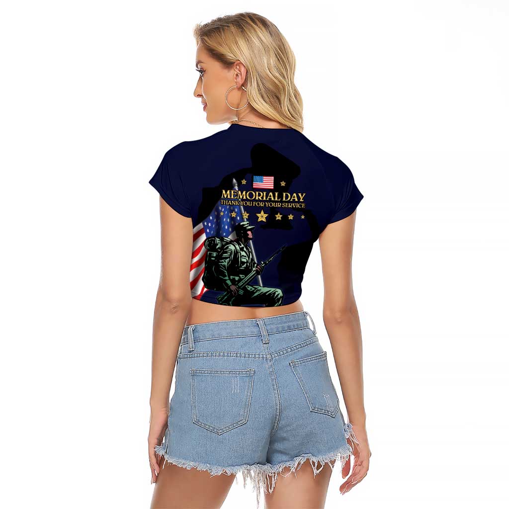 Memorial Day Veteran Remember and Honor Raglan Cropped T Shirt