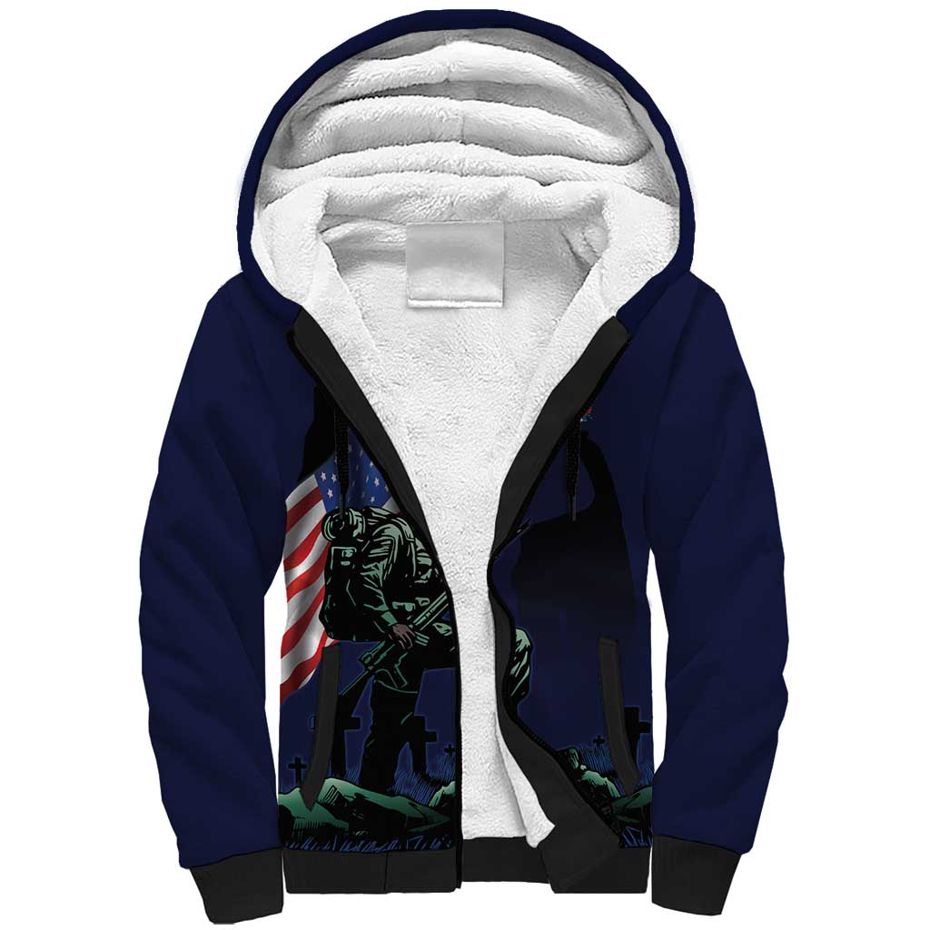 Memorial Day Veteran Remember and Honor Sherpa Hoodie