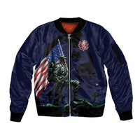 Memorial Day Veteran Remember and Honor Sleeve Zip Bomber Jacket