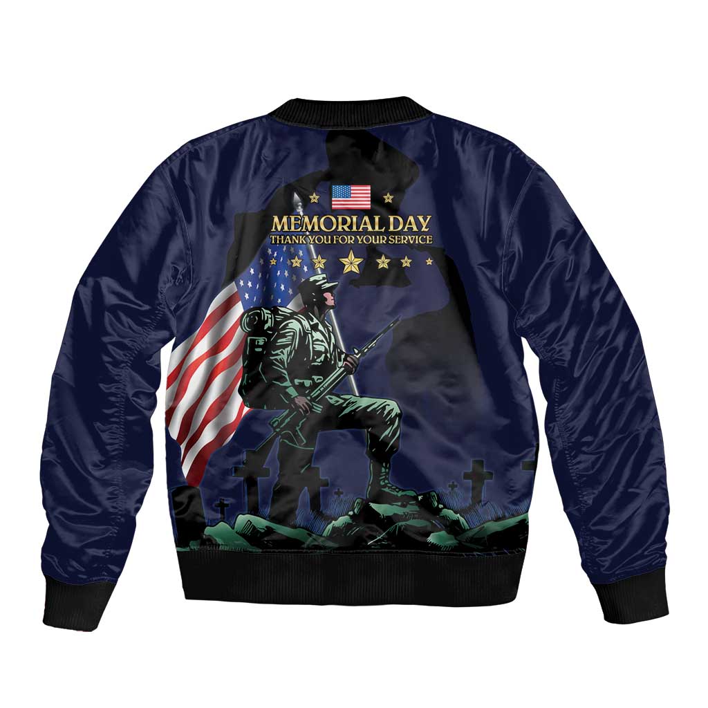 Memorial Day Veteran Remember and Honor Sleeve Zip Bomber Jacket