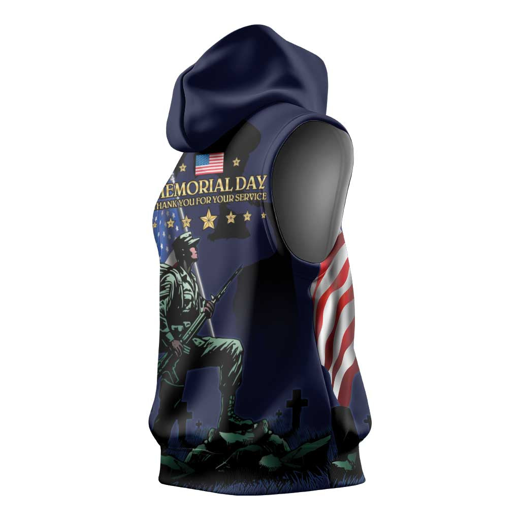 Memorial Day Veteran Remember and Honor Sleeveless Hoodie