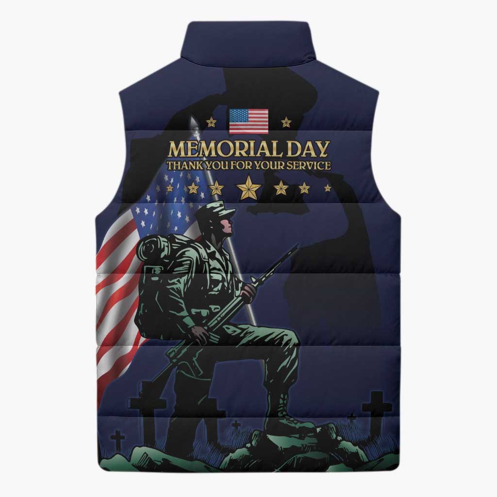Memorial Day Veteran Remember and Honor Sleeveless Puffer Jacket