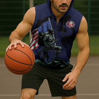 Memorial Day Veteran Remember and Honor Sleeveless Zip Hoodie