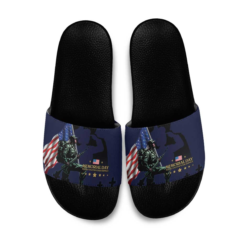 Memorial Day Veteran Remember and Honor Slide Sandals