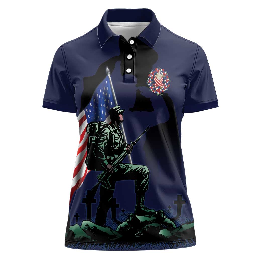 Memorial Day Veteran Remember and Honor Women Polo Shirt