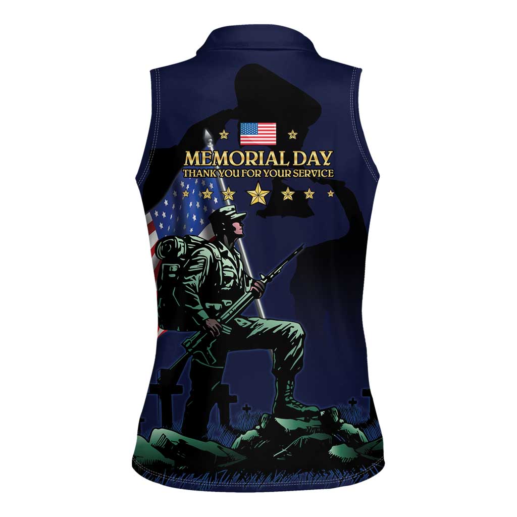 Memorial Day Veteran Remember and Honor Women Sleeveless Polo Shirt