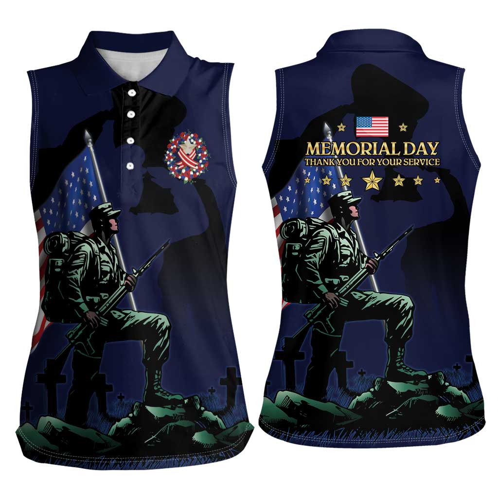 Memorial Day Veteran Remember and Honor Women Sleeveless Polo Shirt
