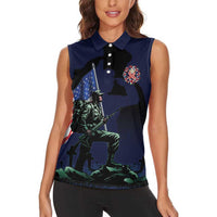 Memorial Day Veteran Remember and Honor Women Sleeveless Polo Shirt