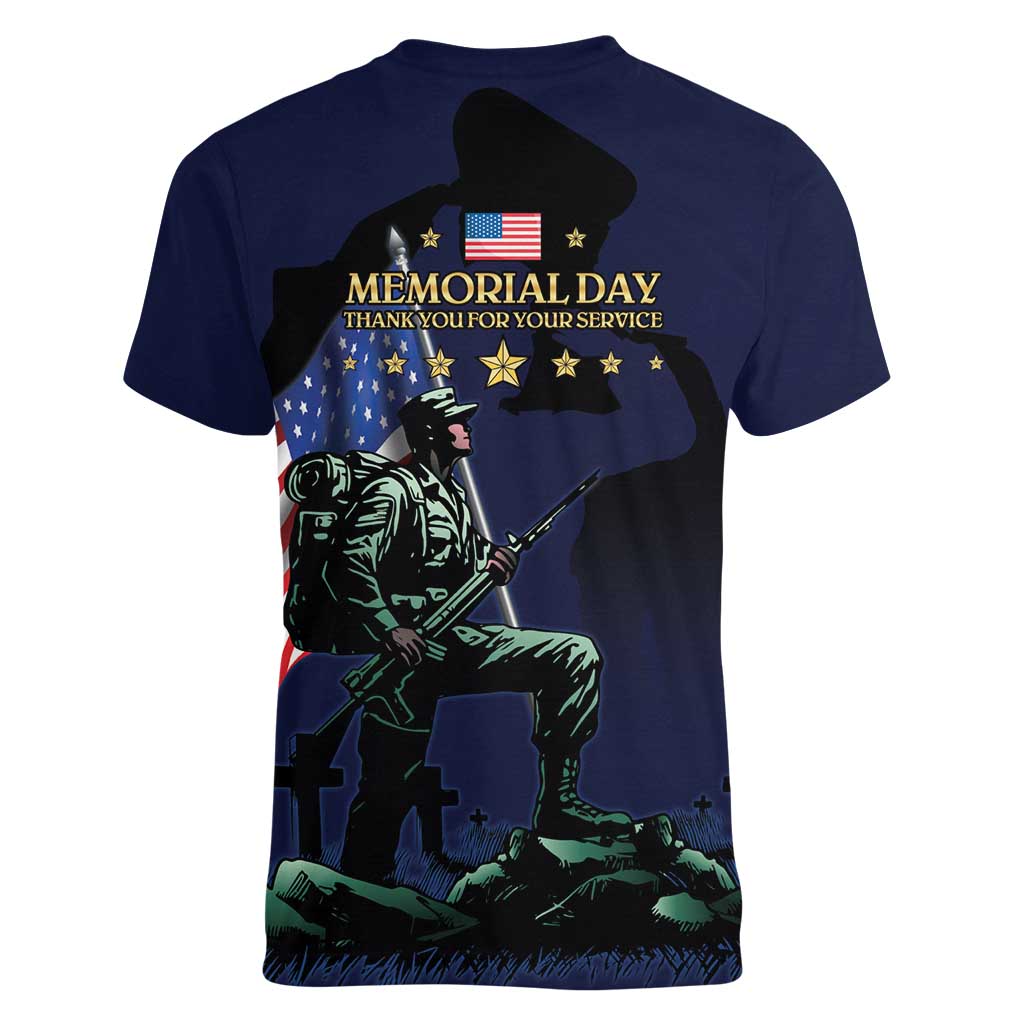 Memorial Day Veteran Remember and Honor Women V-Neck T-Shirt