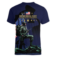 Memorial Day Veteran Remember and Honor Women V-Neck T-Shirt