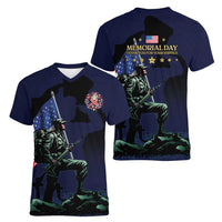 Memorial Day Veteran Remember and Honor Women V-Neck T-Shirt