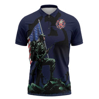 Memorial Day Veteran Remember and Honor Zipper Polo Shirt