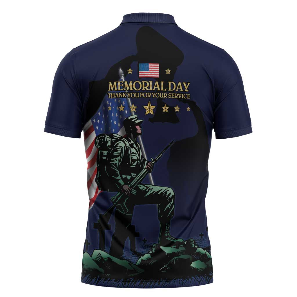 Memorial Day Veteran Remember and Honor Zipper Polo Shirt