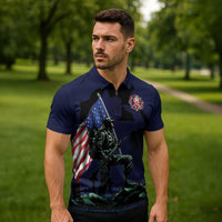 Memorial Day Veteran Remember and Honor Zipper Polo Shirt