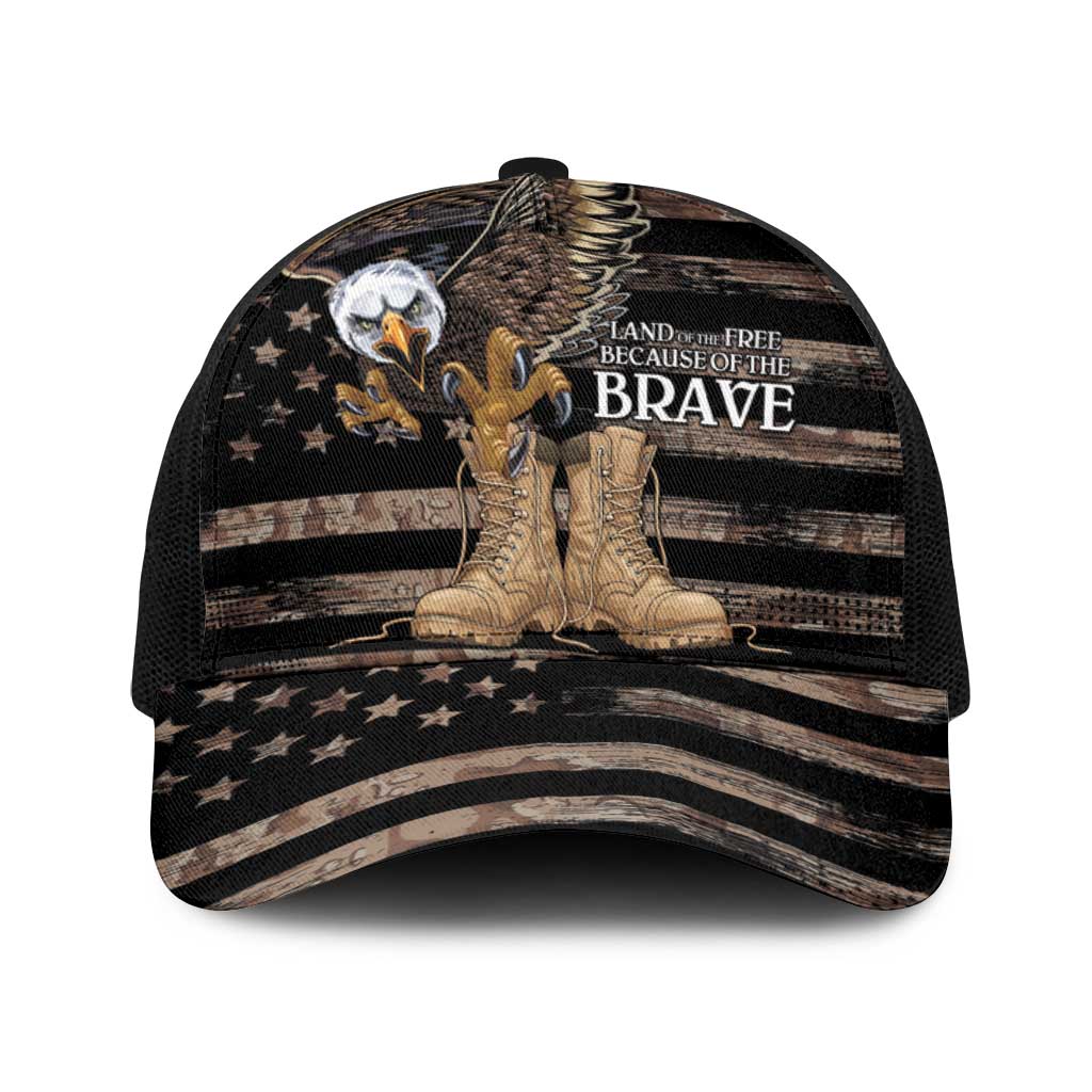 US Memorial Day Baseball Net Cap Land Of The Free Patriotic American Flag Vintage