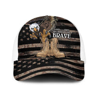 US Memorial Day Baseball Net Cap Land Of The Free Patriotic American Flag Vintage