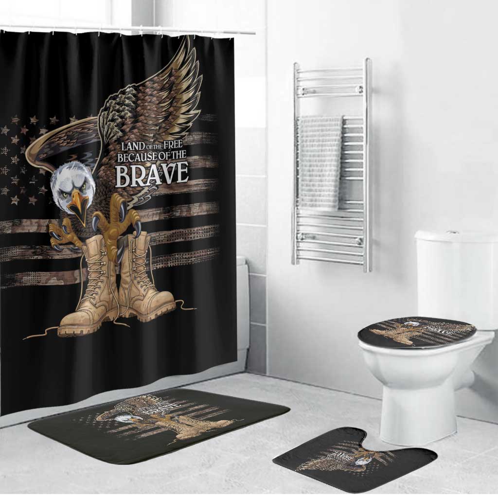 US Memorial Day Bathroom Set Land Of The Free Patriotic American Flag Vintage