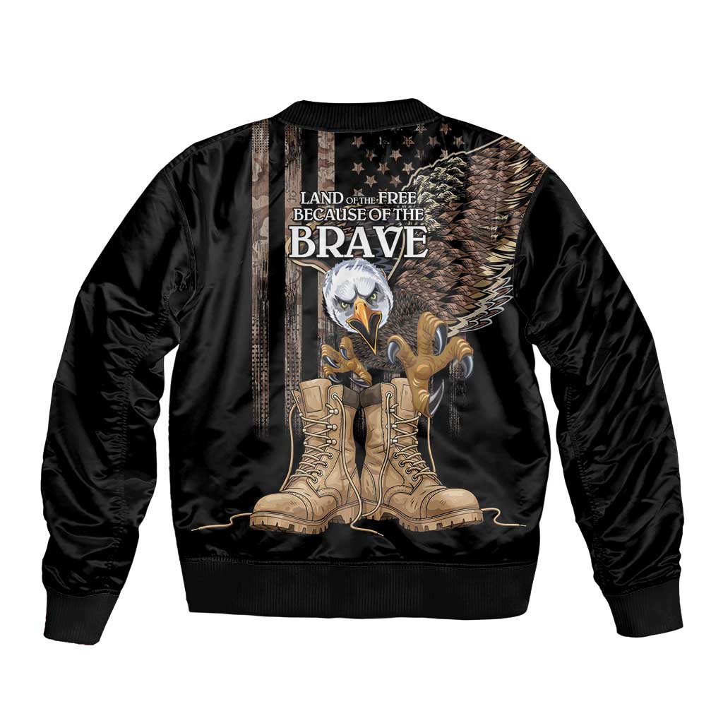 US Memorial Day Bomber Jacket Land Of The Free Patriotic American Flag Vintage