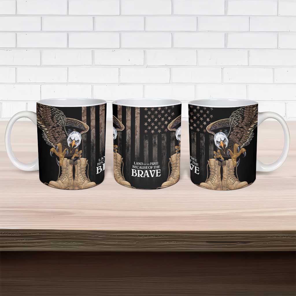 US Memorial Day Ceramic Mug Land Of The Free Patriotic American Flag Vintage