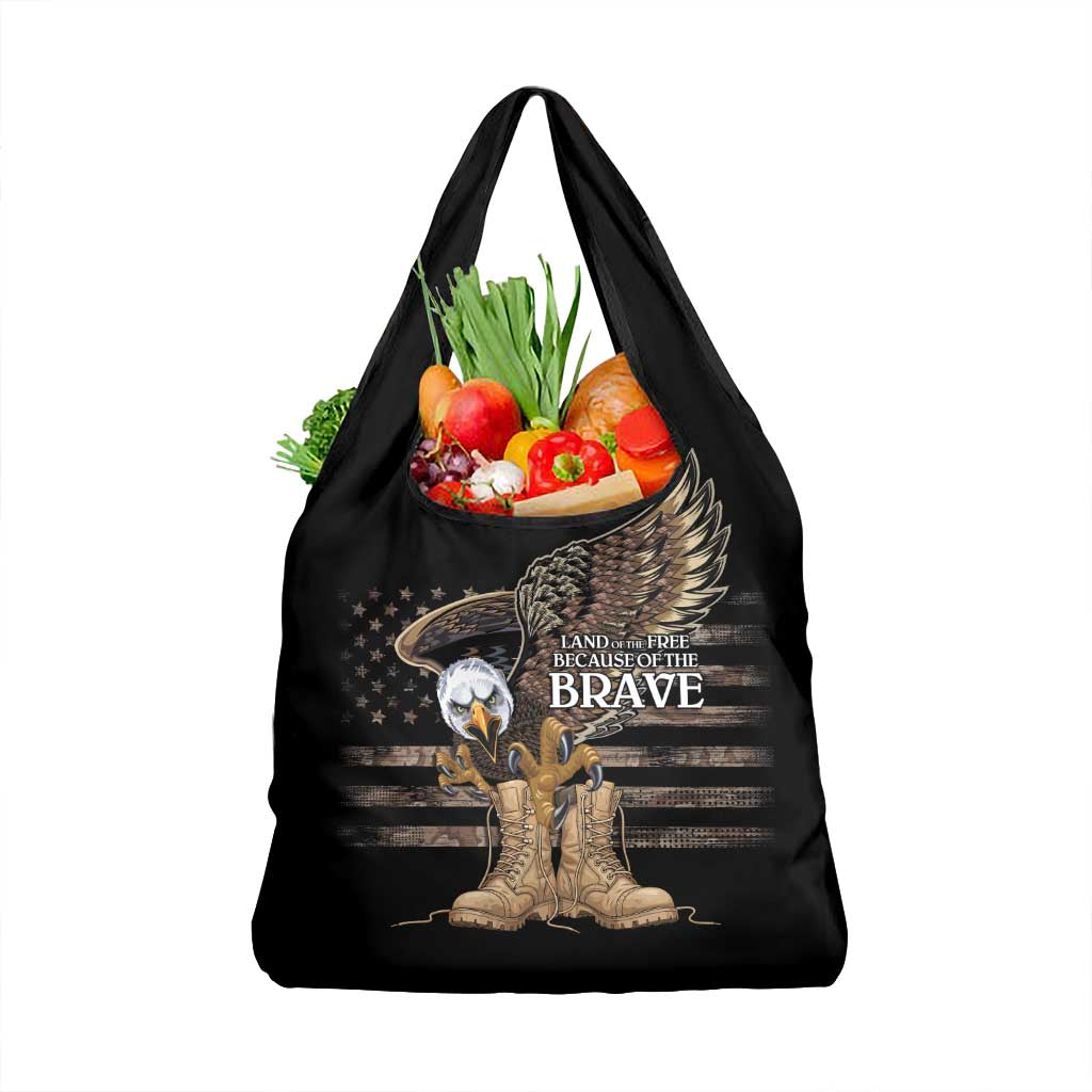 US Memorial Day Grocery Bag Land Of The Free Patriotic American Flag Vintage