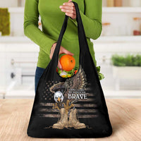 US Memorial Day Grocery Bag Land Of The Free Patriotic American Flag Vintage