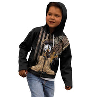 US Memorial Day Kid Hoodie Land Of The Free Patriotic American Flag Vintage