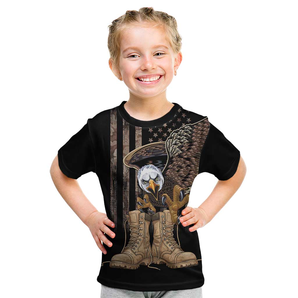 US Memorial Day Kid T Shirt Land Of The Free Patriotic American Flag Vintage