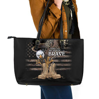 US Memorial Day Leather Tote Bag Land Of The Free Patriotic American Flag Vintage