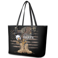 US Memorial Day Leather Tote Bag Land Of The Free Patriotic American Flag Vintage