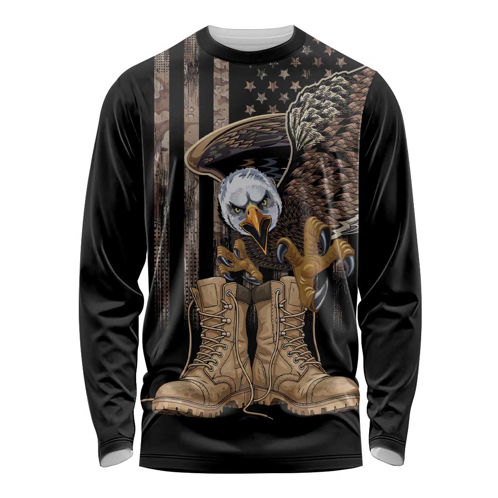US Memorial Day Long Sleeve Shirt Land Of The Free Patriotic American Flag Vintage