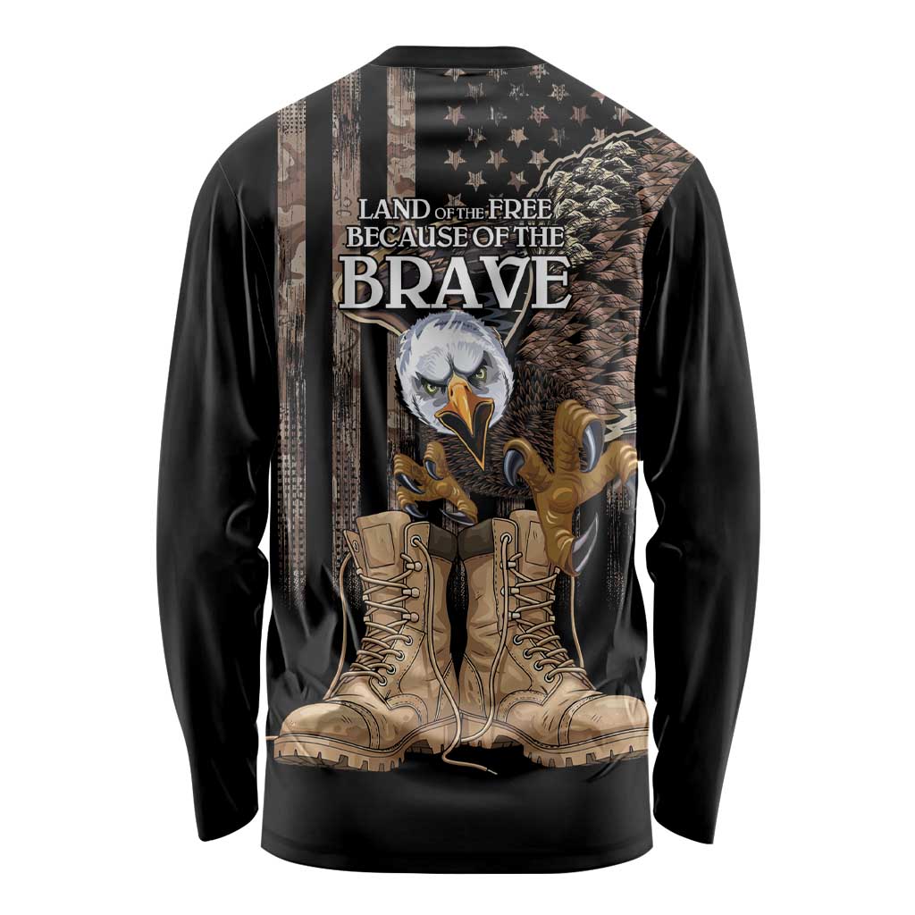 US Memorial Day Long Sleeve Shirt Land Of The Free Patriotic American Flag Vintage