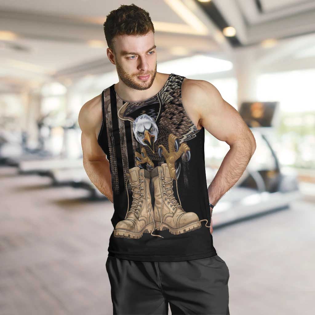 US Memorial Day Men Tank Top Land Of The Free Patriotic American Flag Vintage