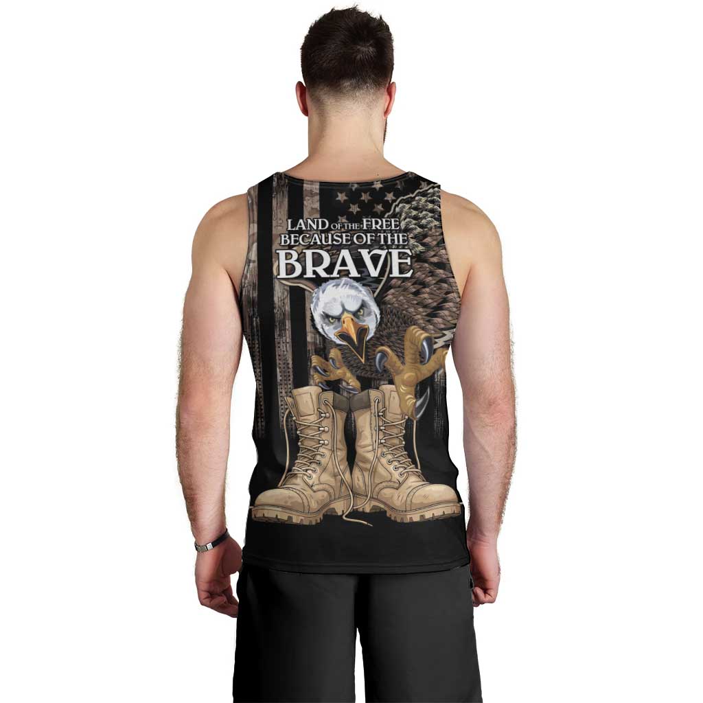 US Memorial Day Men Tank Top Land Of The Free Patriotic American Flag Vintage