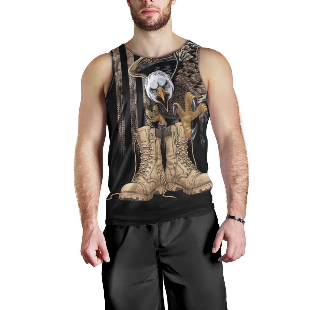 US Memorial Day Men Tank Top Land Of The Free Patriotic American Flag Vintage