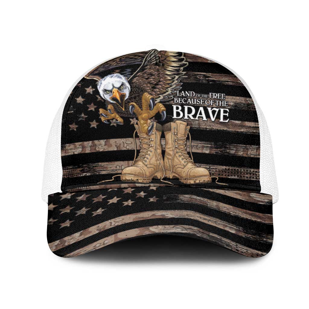US Memorial Day Mesh Trucker Cap Land Of The Free Patriotic American Flag Vintage