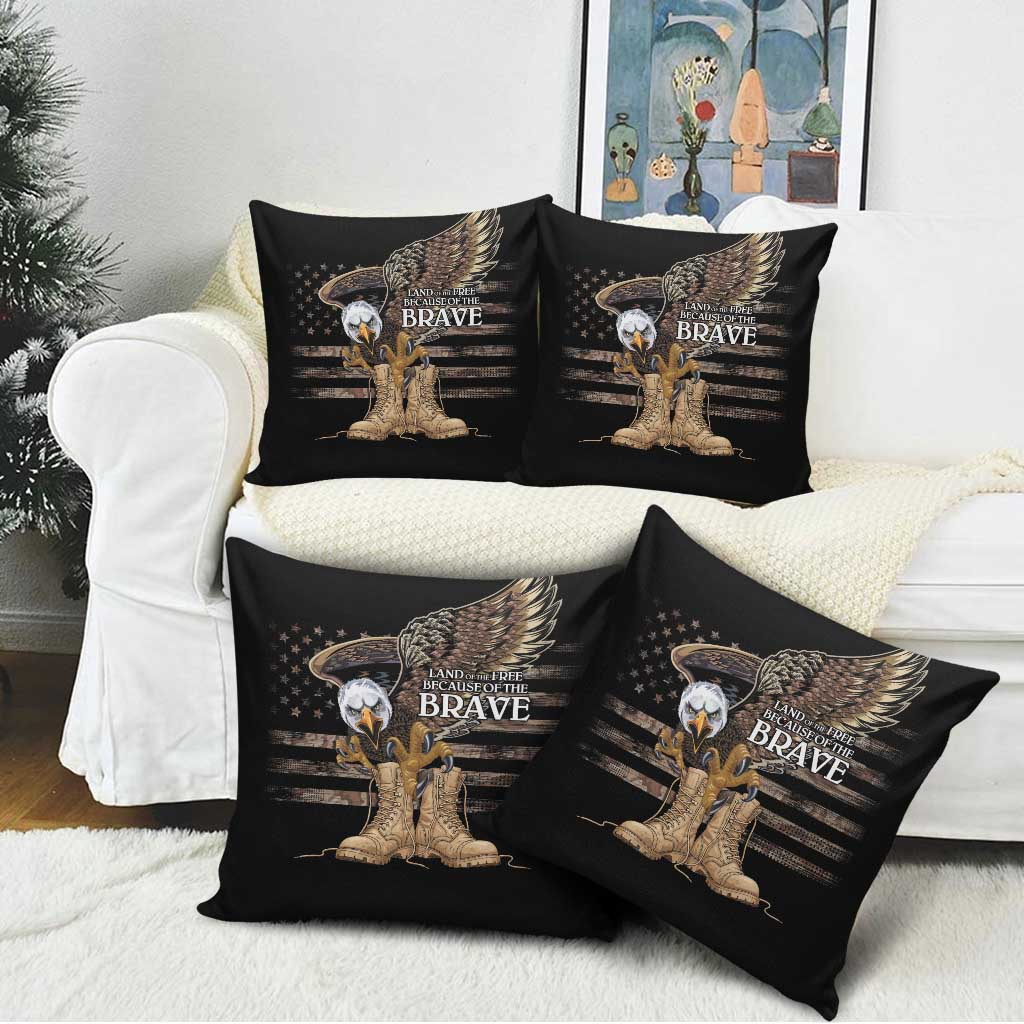 US Memorial Day Pillow Cover Land Of The Free Patriotic American Flag Vintage