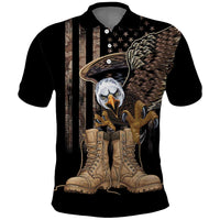 US Memorial Day Polo Shirt Land Of The Free Patriotic American Flag Vintage