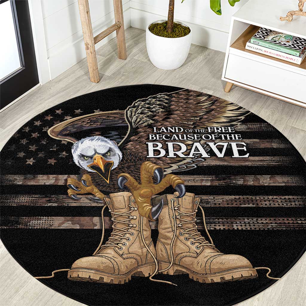 US Memorial Day Round Carpet Land Of The Free Patriotic American Flag Vintage