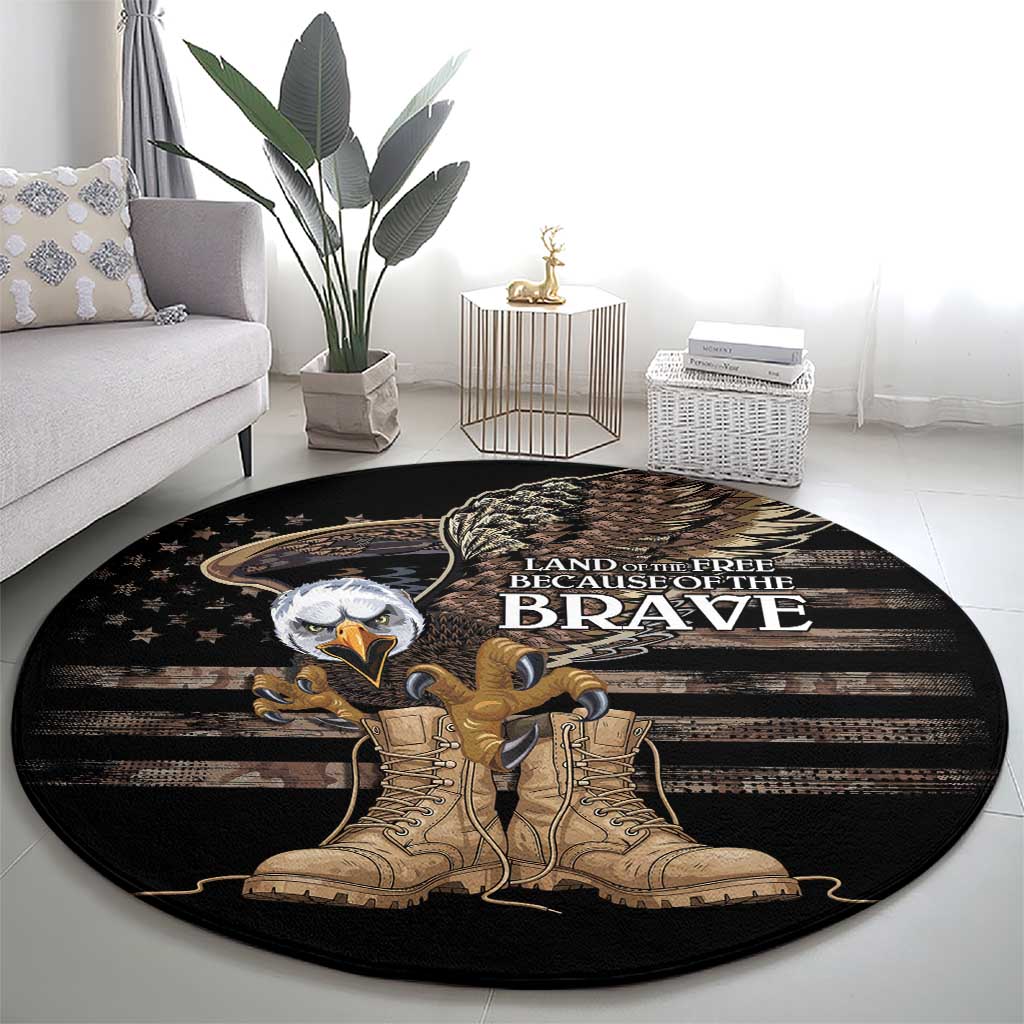 US Memorial Day Round Carpet Land Of The Free Patriotic American Flag Vintage