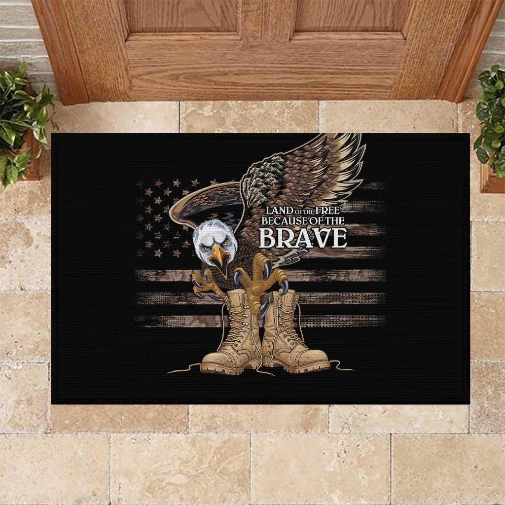 US Memorial Day Rubber Doormat Land Of The Free Patriotic American Flag Vintage