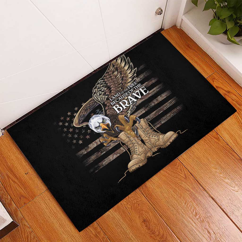 US Memorial Day Rubber Doormat Land Of The Free Patriotic American Flag Vintage